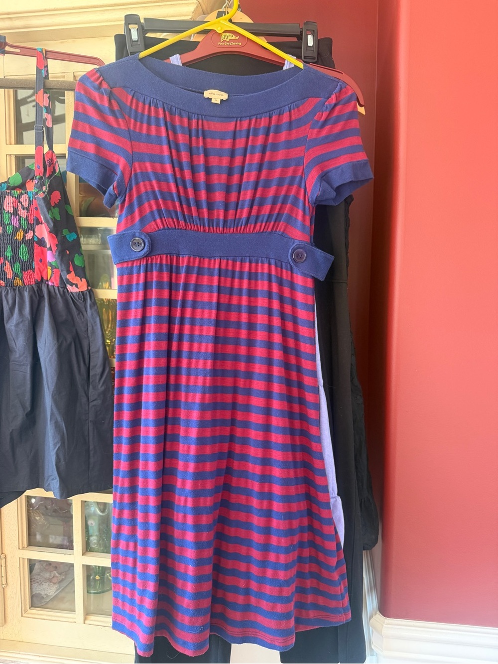 Ella Moss Navy and Red Striped Knit Dress